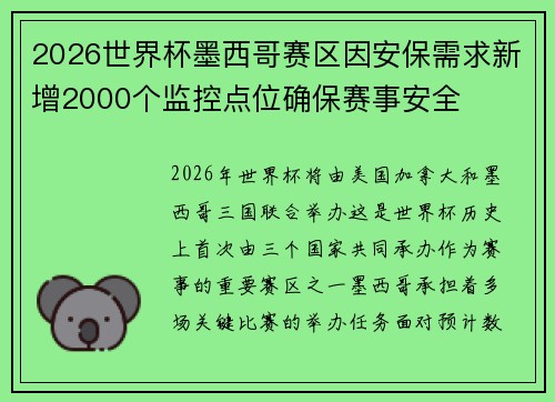 2026世界杯墨西哥赛区因安保需求新增2000个监控点位确保赛事安全